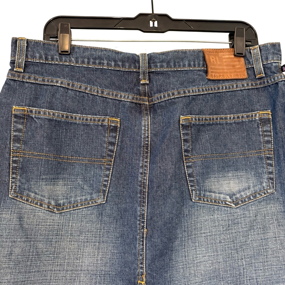 POLO Jeans Company 90s Racer Knee Denim Skirt Flag Logo, Sz 12 - Picture 7 of 15